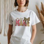 Bold MAMA t-shirt with pink and gold glitter and hearts.