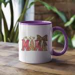 Stylish MAMA mug with glitter and leopard print.