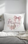 Elegant Mama pillow with pearl heart and leopard print.