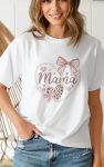 Elegant Mama t-shirt with pearl heart and leopard accents.