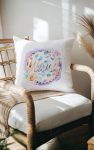 Chic Mama pillow with watercolor roses and pearls.