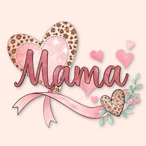 Mama Heart Design with Floral Accents