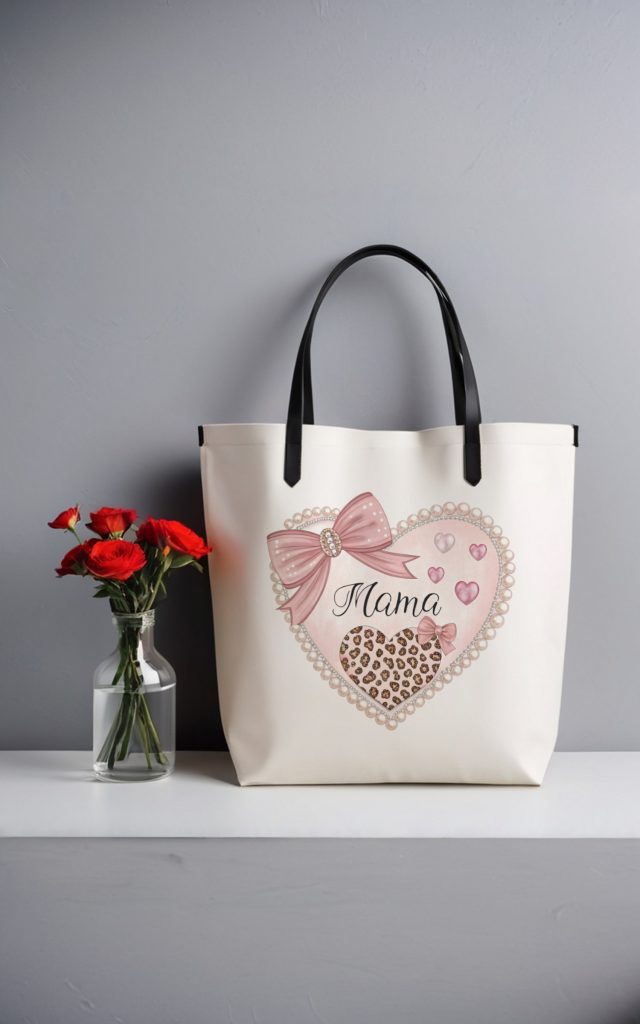 Elegant Pearl & Leopard Heart MAMA Bag