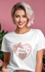 Elegant Pearl & Leopard Heart MAMA T-Shirt