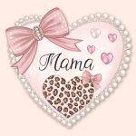 Elegant Pearl & Leopard Heart Mama