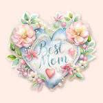 Watercolor Floral Heart BEST MOM