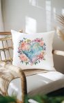 Watercolor Floral Heart Best Mom Pillow