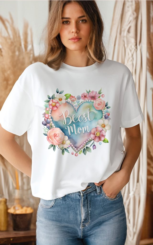 Watercolor Floral Heart Best Mom T-shirt