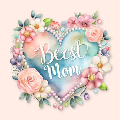 Watercolor Floral Heart Best Mom