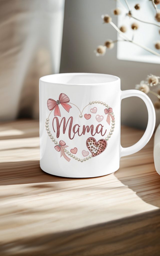 Glam Pearl & Leopard Heart MAMA Mug