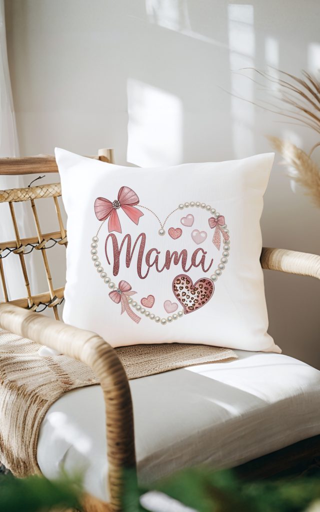 Glam Pearl & Leopard Heart MAMA Pillow