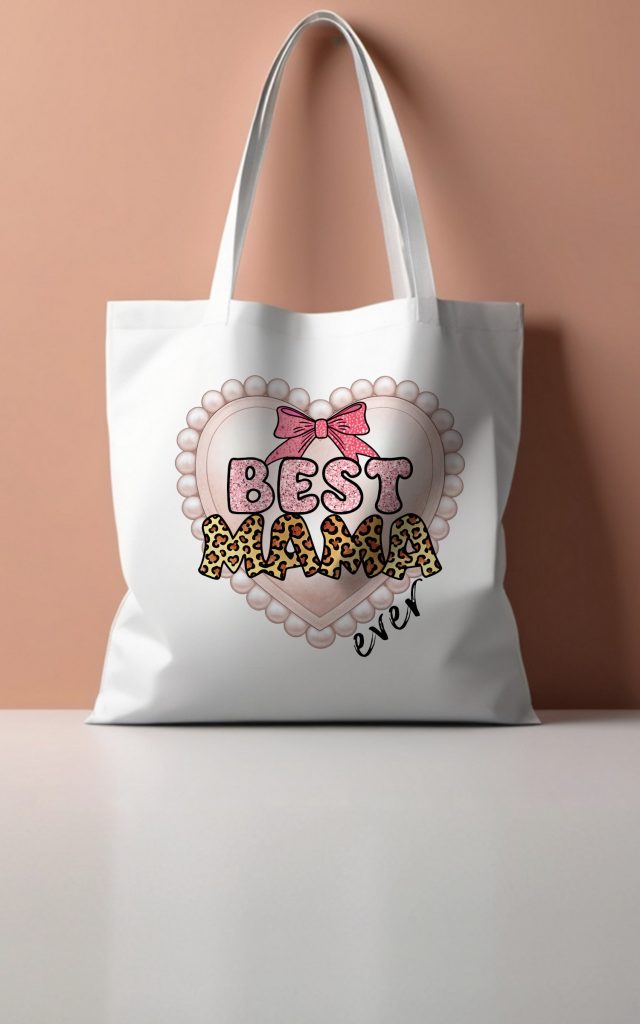 Glitter & Leopard BEST MAMA EVER Tote Bag