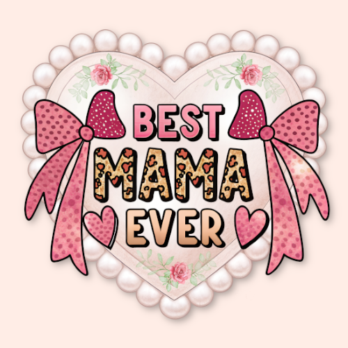 Pearl & Bow Heart BEST MAMA EVER