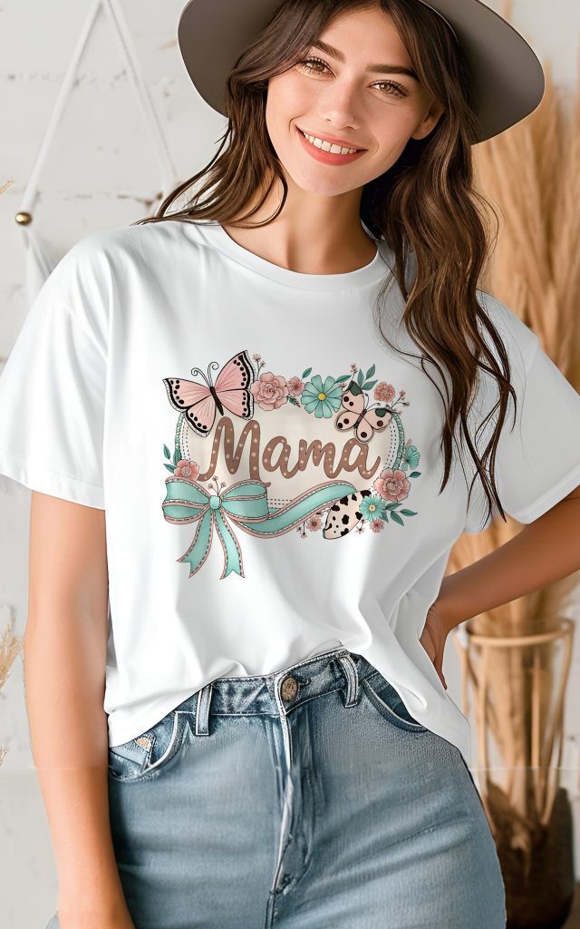 Vintage Floral & Butterfly Mama T-Shirt