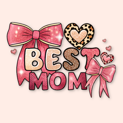 Best Mom Glittery Hearts and Bows Design